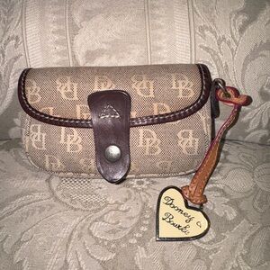 Vintage Dooney & Bourke Tan and Brown Monogram Wristlet